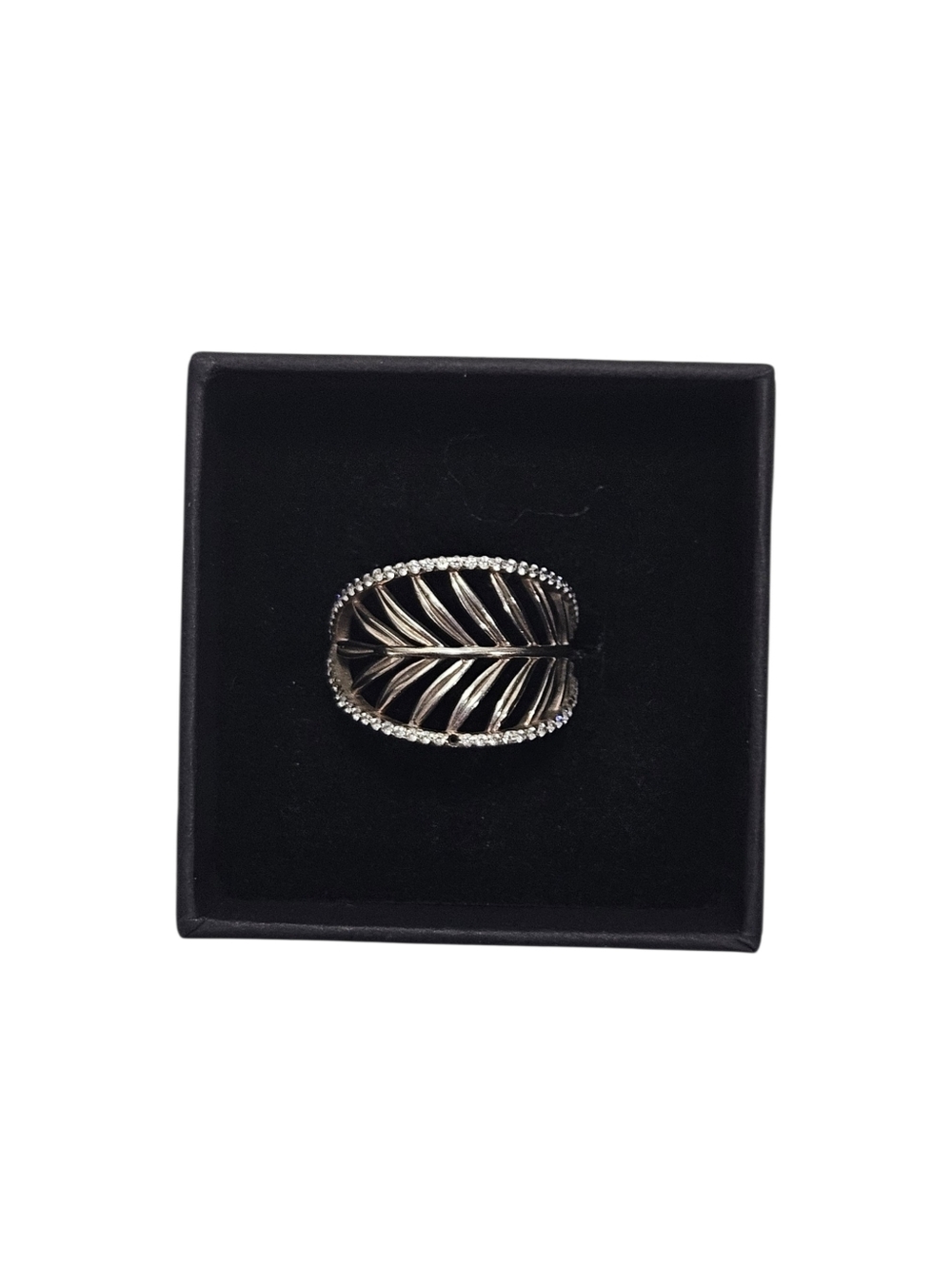 Pandora Tropical Palm Leaf CZ Ring Size 54 Sterling Silver - MISSING STONES